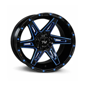 TW-4 Black & Blue Milled 20×10 Wheels (5-Lug & 6-Lug)