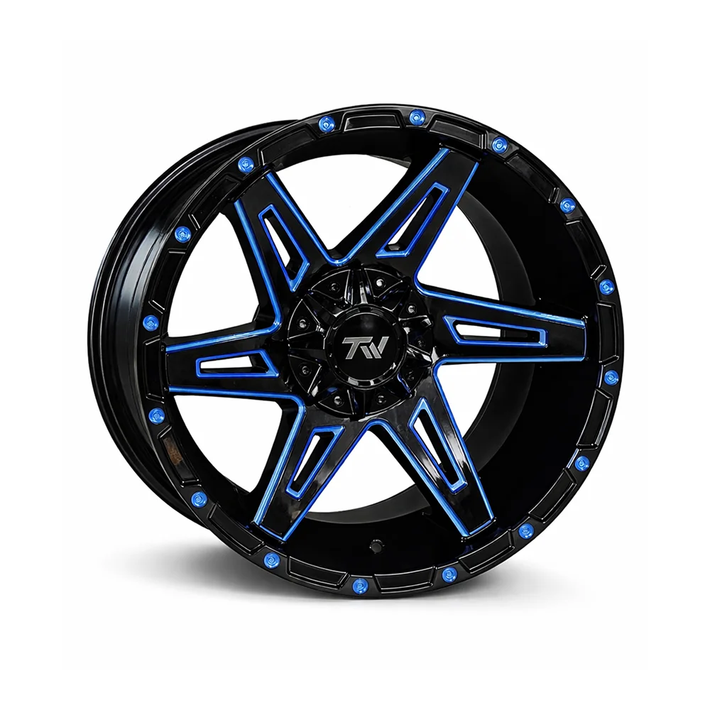 TW-4 Black & Blue Milled 20×10 Wheels (5-Lug & 6-Lug)
